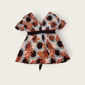 Vintage Y2k Charlotte Russe orange blue and brown paisley tie babydoll shirt